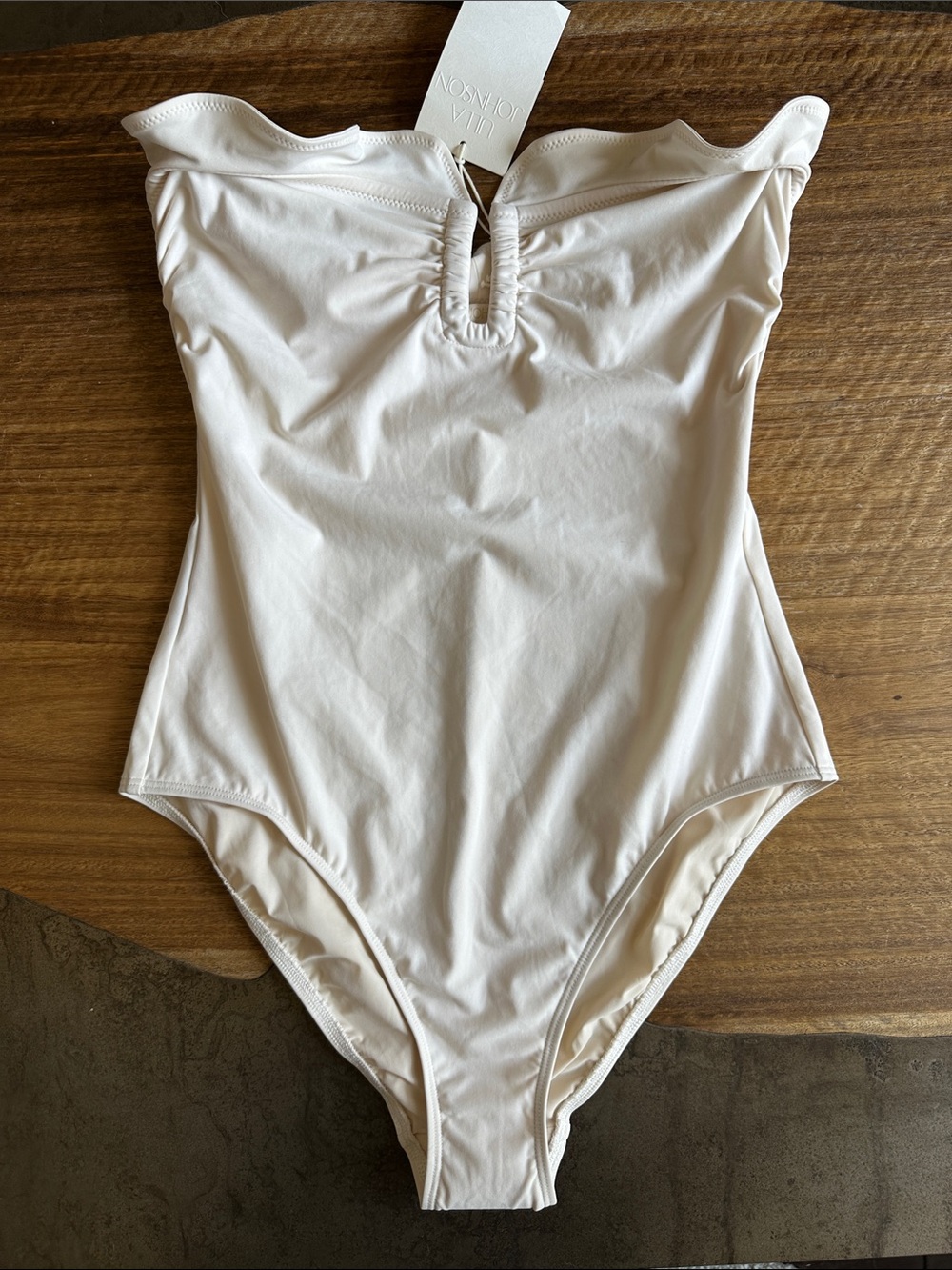 Ulla Johnson Cream Strapless Ruffle One-Piece Bathing Suit - Picture 5 of 10